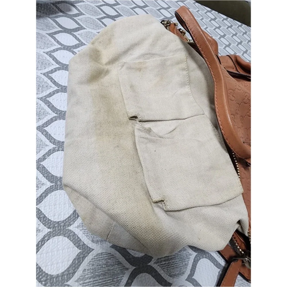 Authentic GUCCI Guccissima Large Heart Bit Charm Top Handle Satchel Bag Peach